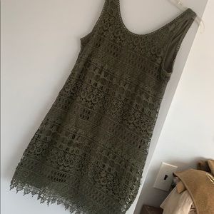 Olive green lace dress